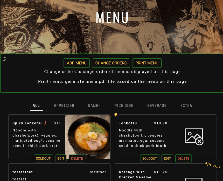 rk menu